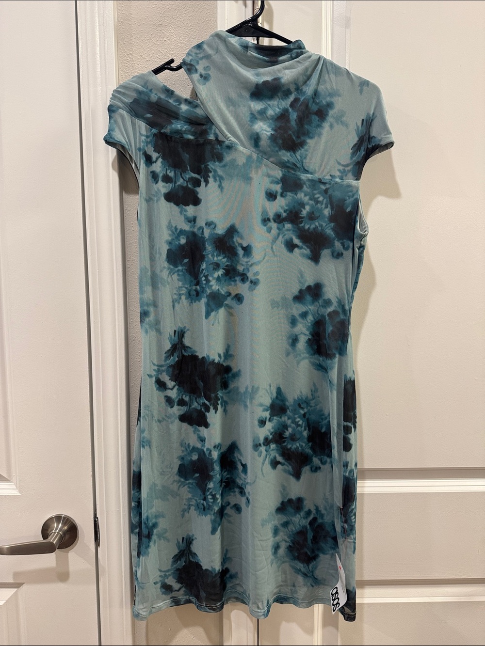 ASOS Teal and Light Blue Floral-Print Midi Dress